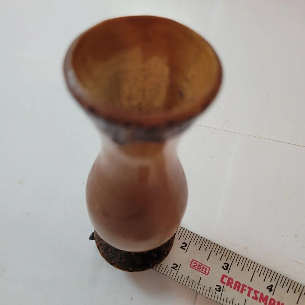 Murecoop Arad Bud‎ Vase Unisex Vintage 1974 Romanian Hand Painted Wood Floral